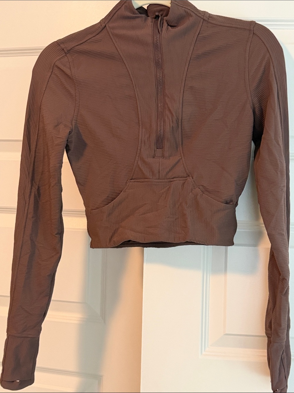 Danskin Mauve Brown Cropped Half-Zip Pullover